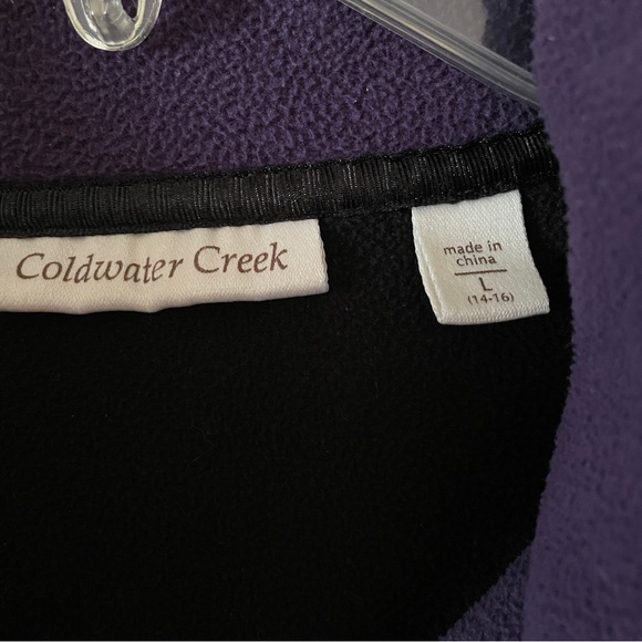 Coldwater Creek 1/2 Zip Fleece Pullover Jacket Purple Black Trim Women's Sz L - Picture 4 of 7